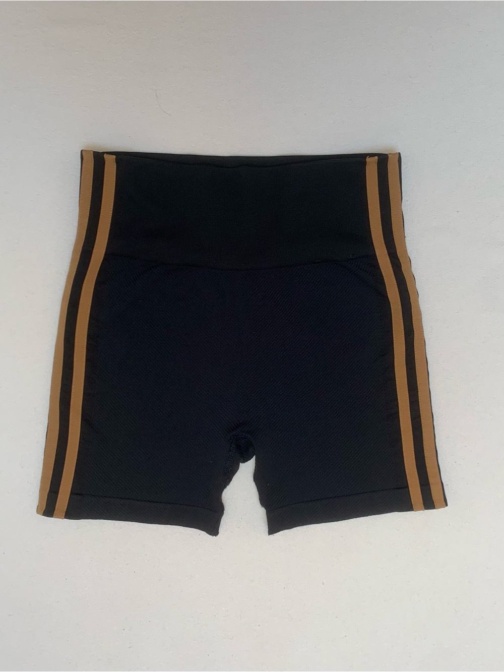Adidas x Ivy Park High-Waist Black Women’s Athletic Bike Shorts Tan Stripes Sz S